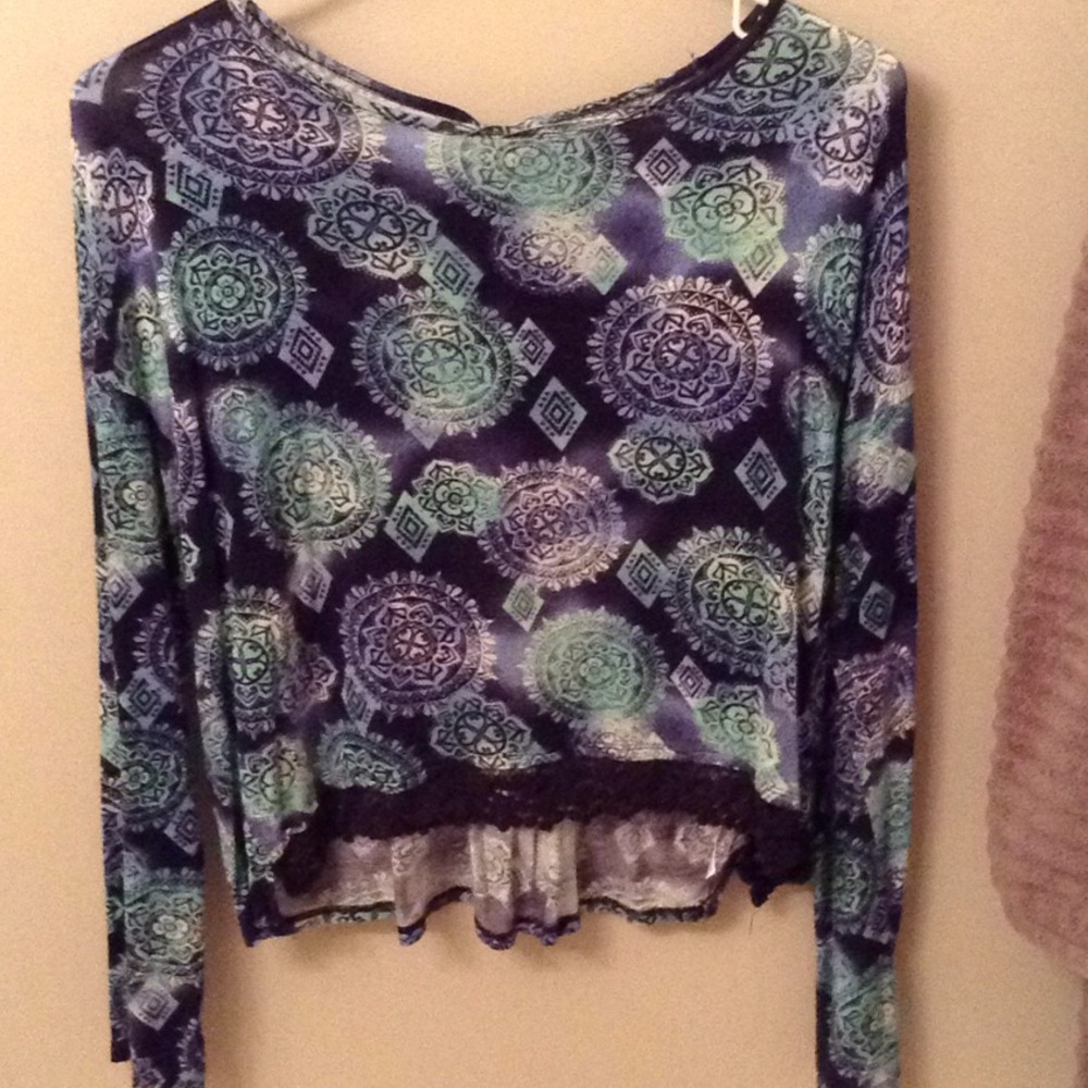 Justice blue floral crop top